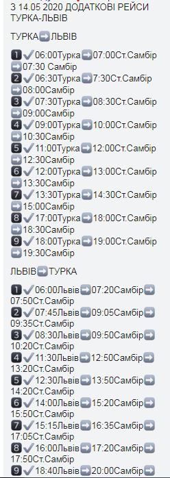 Hrafik-248x698 Графік руху спеціалізованих автобусів Львів - Турка для перевезень на час карантину